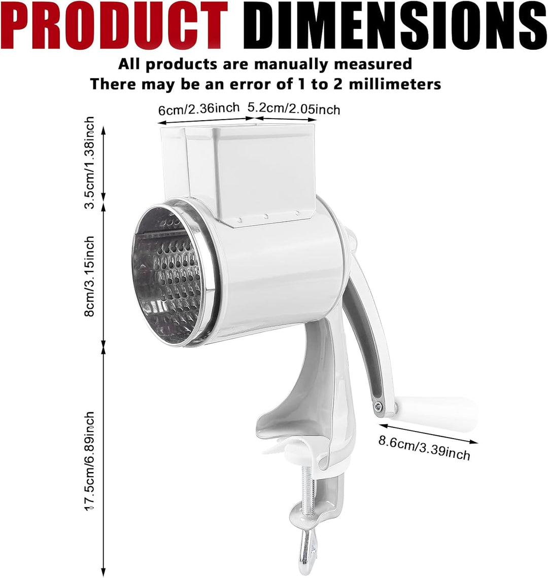 Manuelle Nussmühle mit 2 abnehmbaren Trommelblättern, Edelstahl Schnelles Schneiden Gemüsehobel, Man