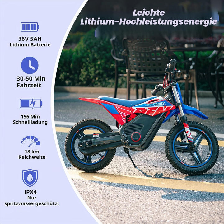 RFN SX-E350 36V Kinder Elektro Dirt Bike Elektromotorrad für Kinder 350W Motor 500W Spitzenleistung