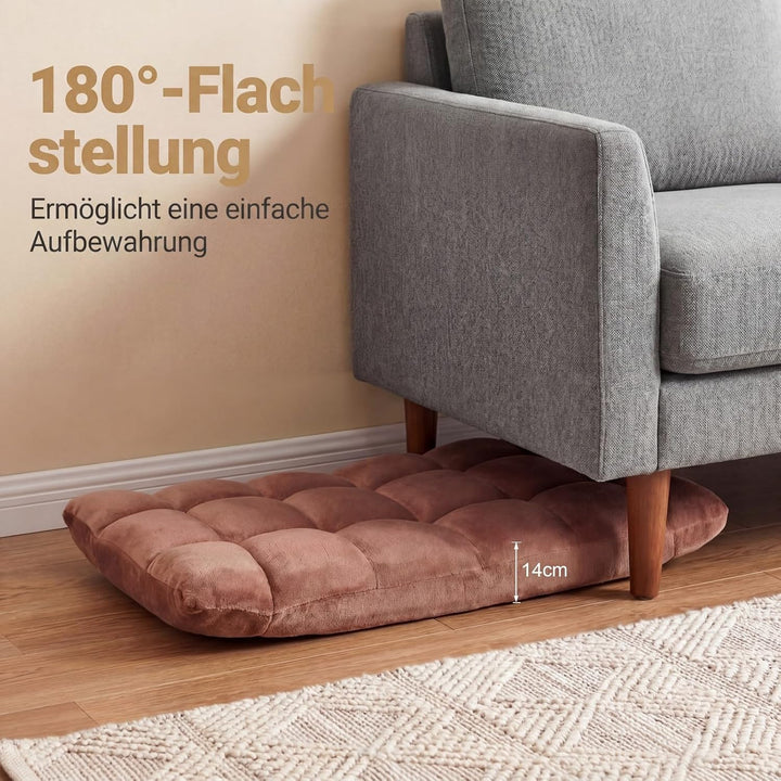 RELAX4LIFE Bodenstuhl klappbar, Bodensessel mit Liegefunktion (Braun) | Bodensitz mit Verstellbarer