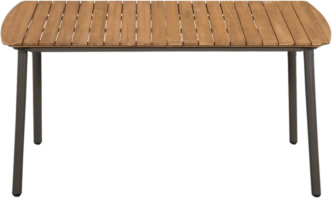 Tidyard Gartentish aus Massivholz und Stahl, 150 × 90 × 72 cm, Esstisch Holztisch Balkontisch 150 x