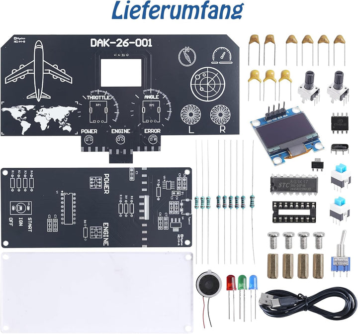 DIY Flugsimulator Lötbausatz mit LCD-Display, Soundeffekten & LED-Anzeigen, STEM Elektronikprojekt m