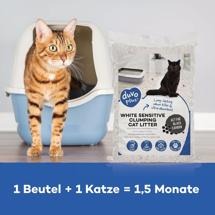 Duvo+ Katzenstreu White sensitive black carbon 12KG