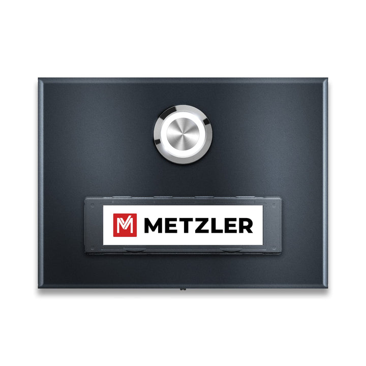 Metzler Türklingel in Anthrazit - Austauschbares Namensschild - Pulverbeschichtet in RAL 7016 Feinst