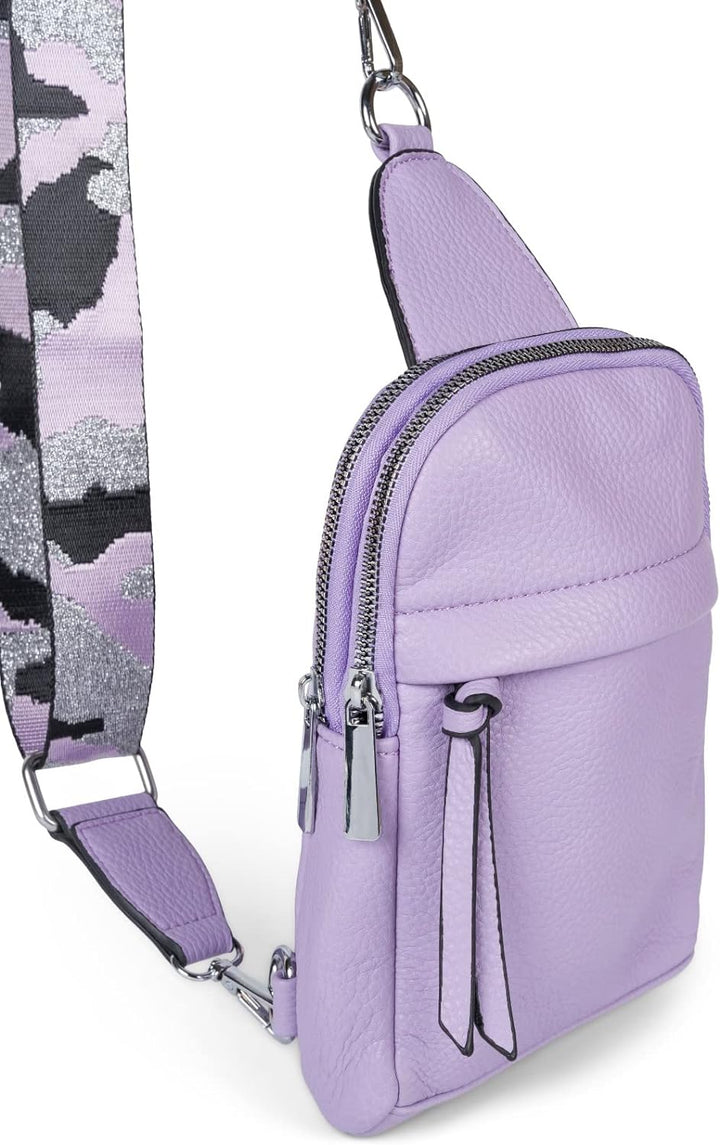 styleBREAKER Damen One Shoulder Rucksack, gemusterter Schultergurt, Einfarbige Crossbody Bag, Cityru