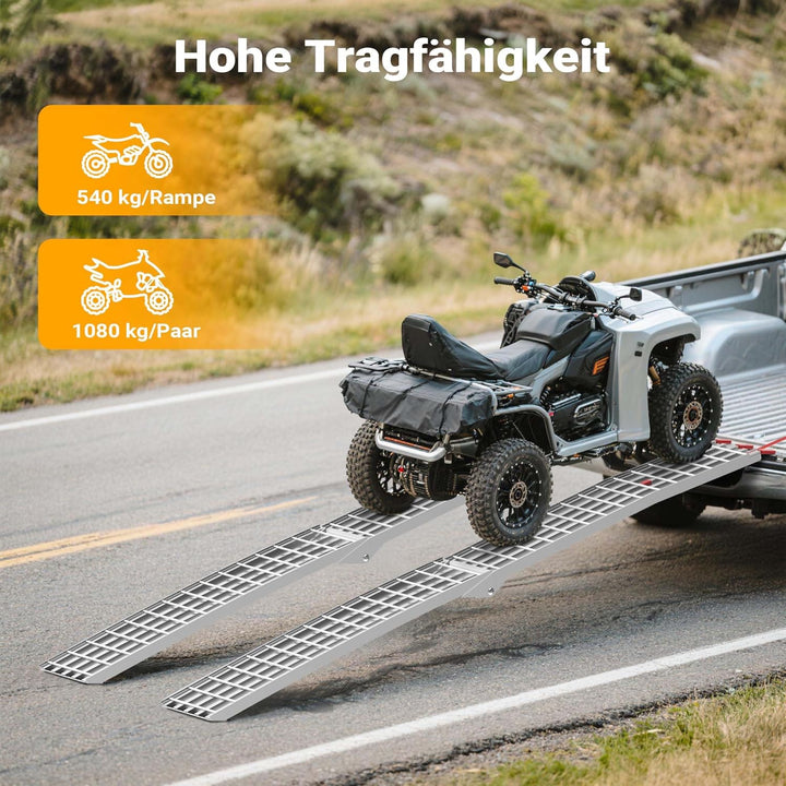 Auffahrrampe Motorrad ATV Quad faltbar Aluminium Auffahrschiene Fahrrampe Laderampe 310cm