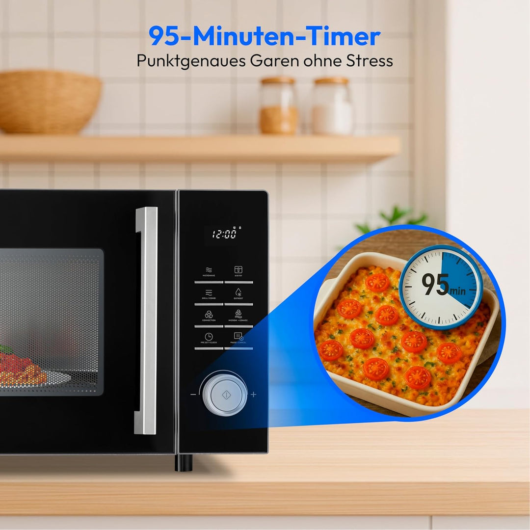 MEDION Mikrowelle mit Grill und Heissluftfritteusenfunktion (25 Liter, 900 Watt, 1.500 Watt Grill, 1