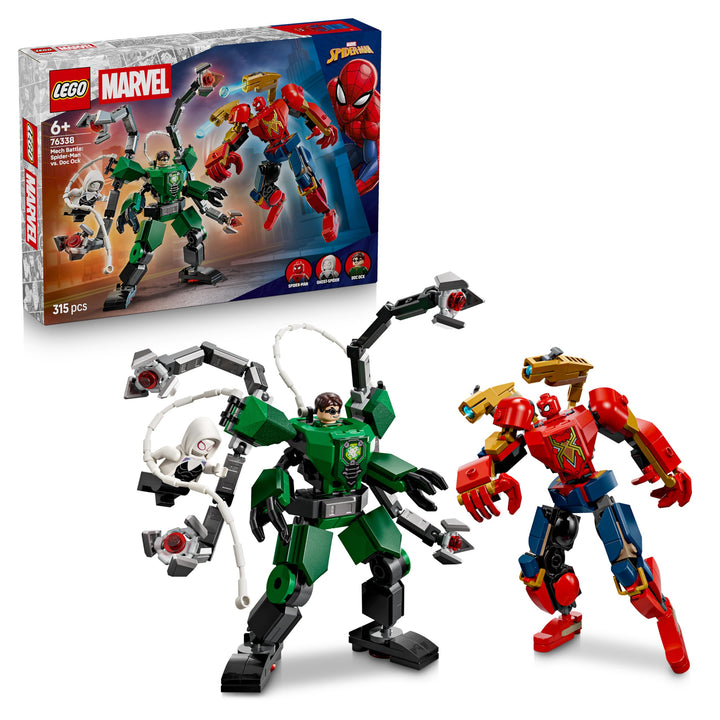LEGO | Mech-Duell: Spider-Man vs. Doc Ock - Superhelden Spielzeug mit 2 Actionfiguren, 3 Minifiguren