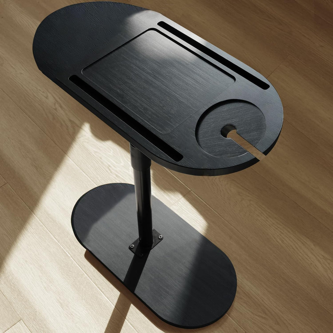 Beistelltisch C Form Sofatisch Höhenverstellbar (42-82cm), 360° Rotierend Bambus Beistelltische Holz