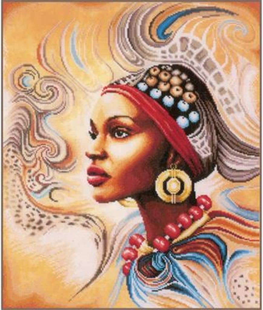 Lanarte Zählmusterpackung Afrika Zählstoff Kreuzstichpackung, Baumwolle, Mehrfarbig, 38 x 47 x 0.3 c
