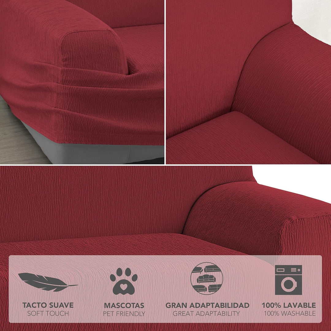 Martina Home Elastischer Sofabezug Modell Emilia 3 Plätze Burgunderrot 3 Sitzer Burgunderrot, 3 Sitz