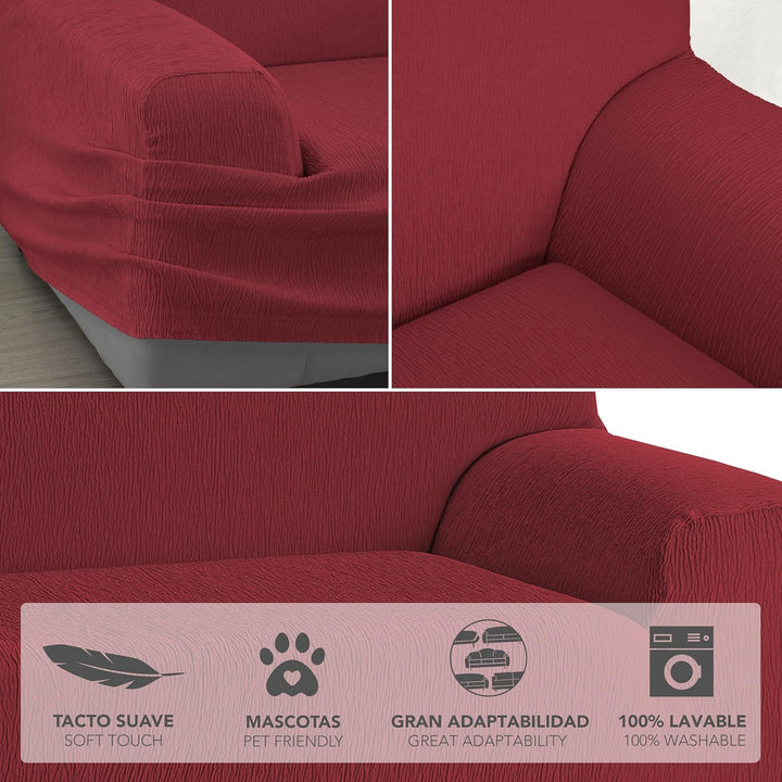 Martina Home Elastischer Sofabezug Modell Emilia 3 Plätze Burgunderrot 3 Sitzer Burgunderrot, 3 Sitz