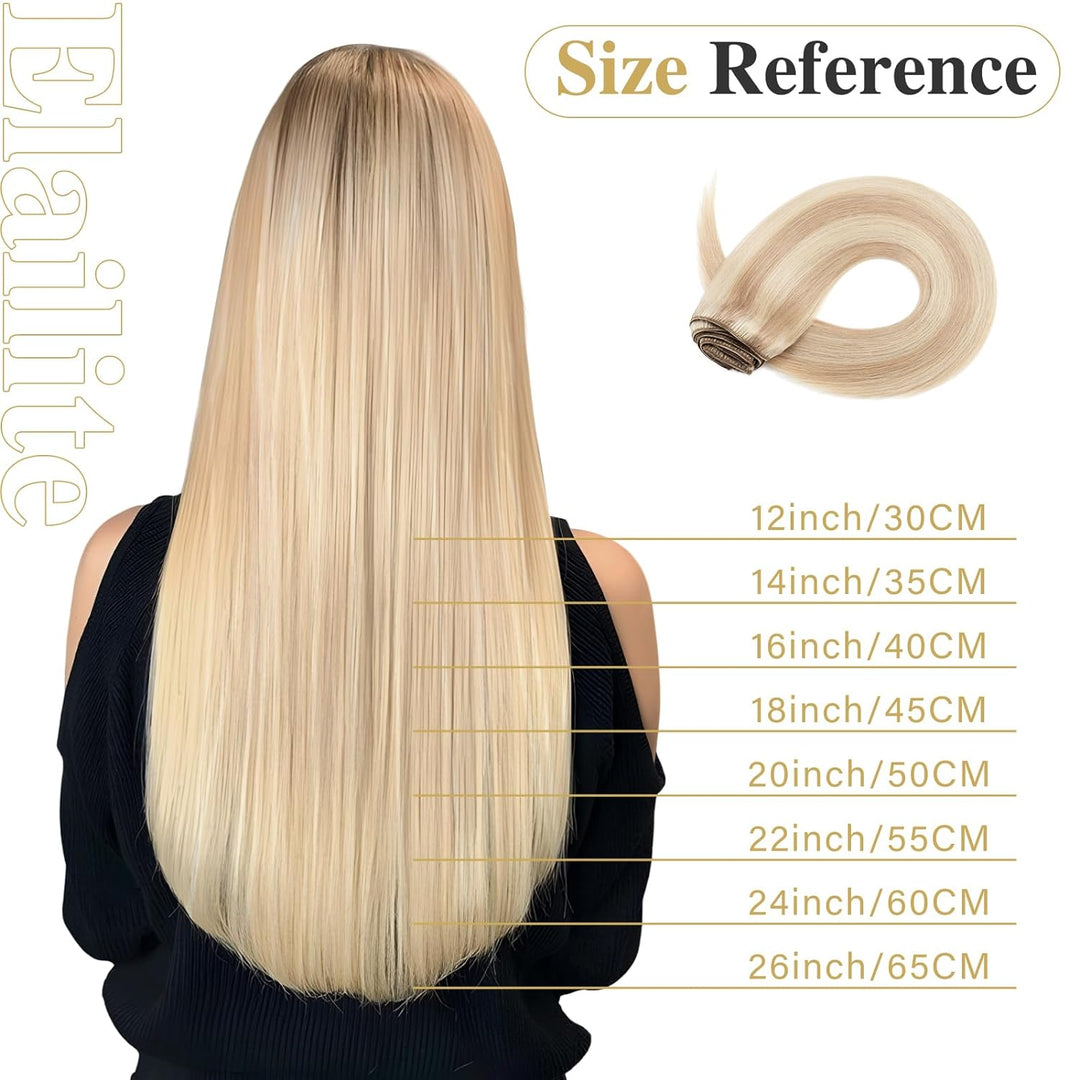 Elailite Clip in Extensions Echthaar Haarverlängerung Haarteile 8 Teilig 18 Clips für Frauen Voller