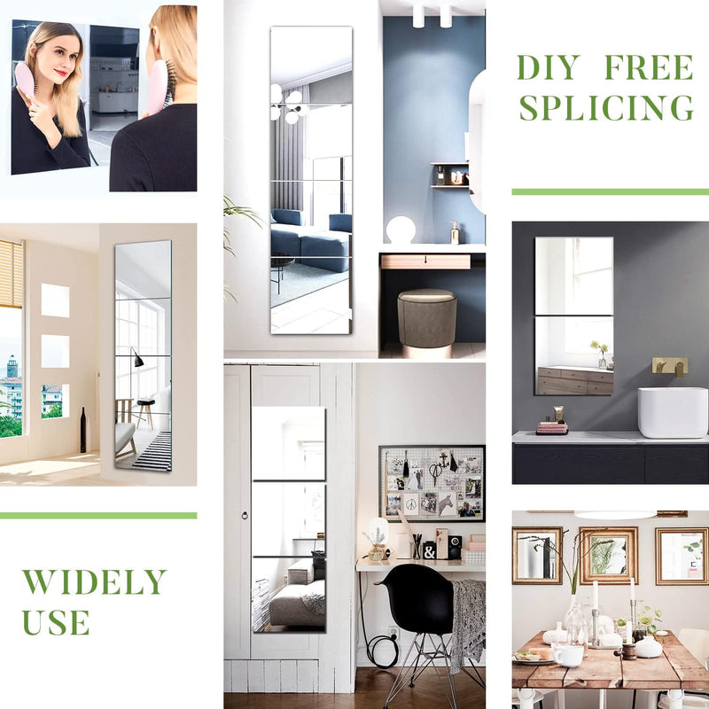 Sqinor Spiegel Kleben Wand Klebespiegel Spiegelfliesen Selbstklebend 30x30 Glas HD DIY Türspiegel Ga