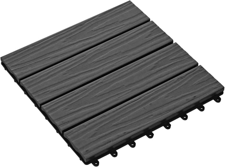 Festnight WPC Terrassendielen Terrassenplatten 30x30 cm 11er Spar Set für 1m² Schwarz in Holzoptik f
