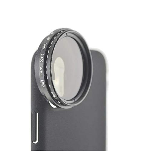 System-S ND Vario Filter 37mm Neutraldichtefilter Schwarz mit Hülle für iPhone 12 Pro Max