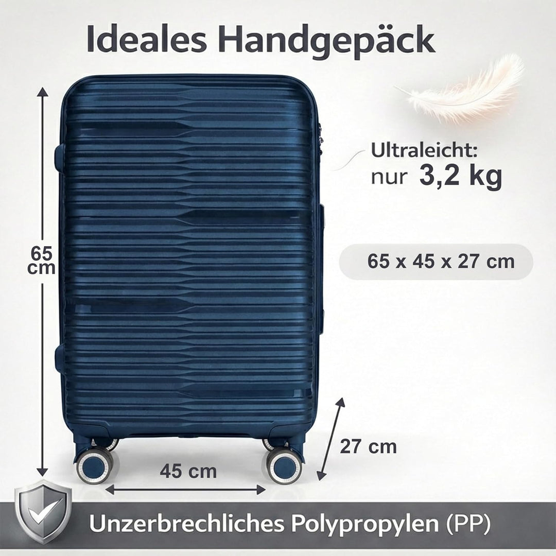 POSH Koffer Gross L 67x45x28 cm - 62L Hartschalenkoffer aus Polypropylen - Ultraleicht 3,2 kg Trolle