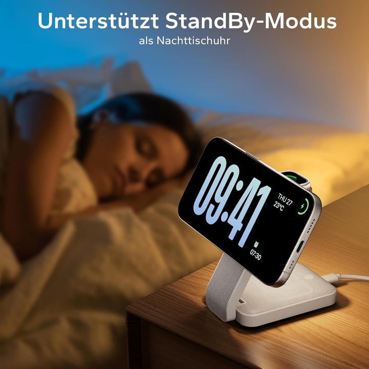 Eazpower Magsafe Ladestation für Apple Watch und iPhone 3 In 1 Faltbar, Kabellose iPhone Ladestation