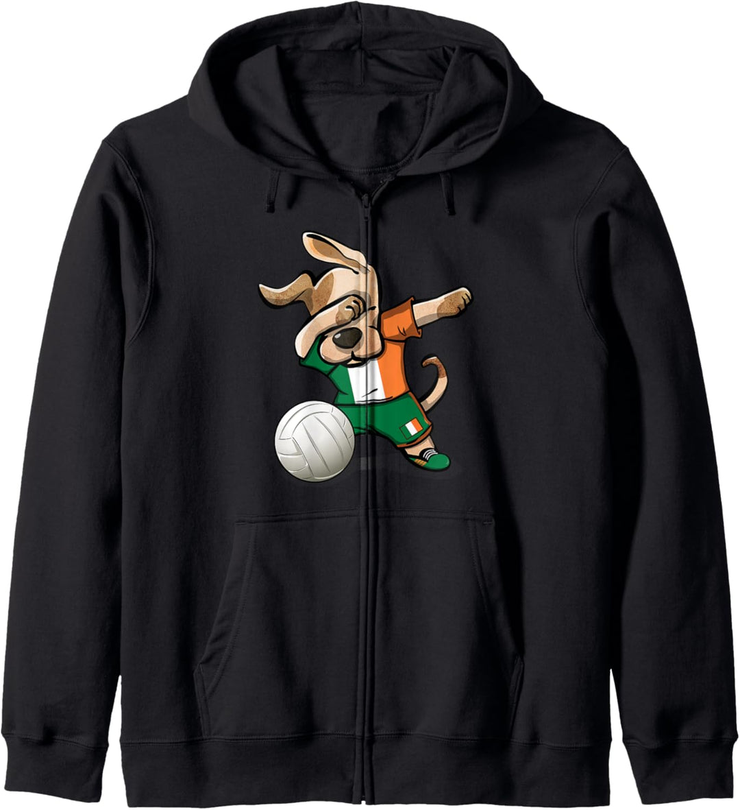 Lustiger Tupfender Hund Irland Volleyball - Irische Flagge Kapuzenjacke