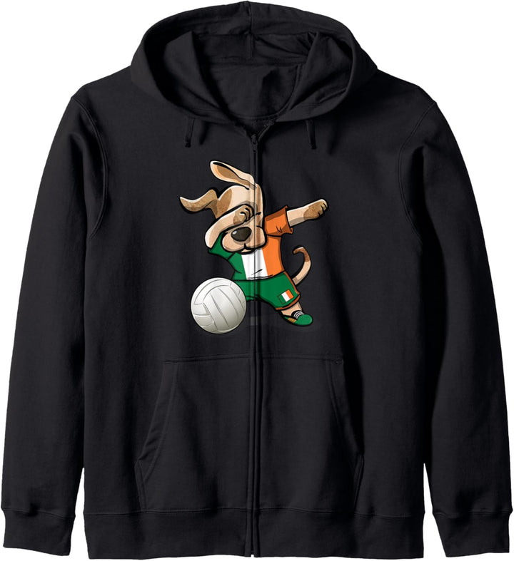 Lustiger Tupfender Hund Irland Volleyball - Irische Flagge Kapuzenjacke