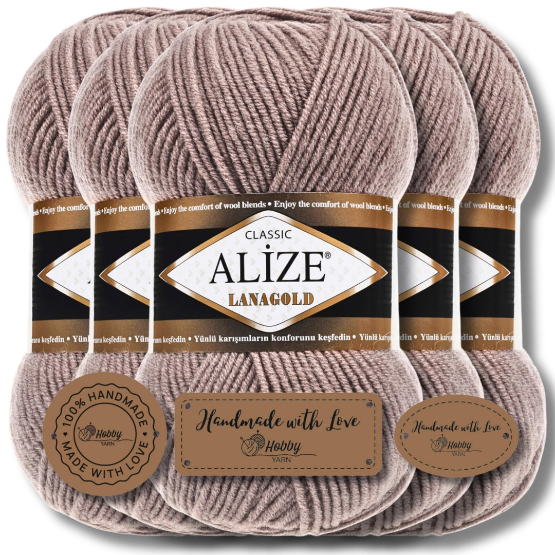 Alize 5 x 100g Lanagold Türkische Premium Wolle Baumwolle und Acryl Handstrickgarne | Yarn | Garn |