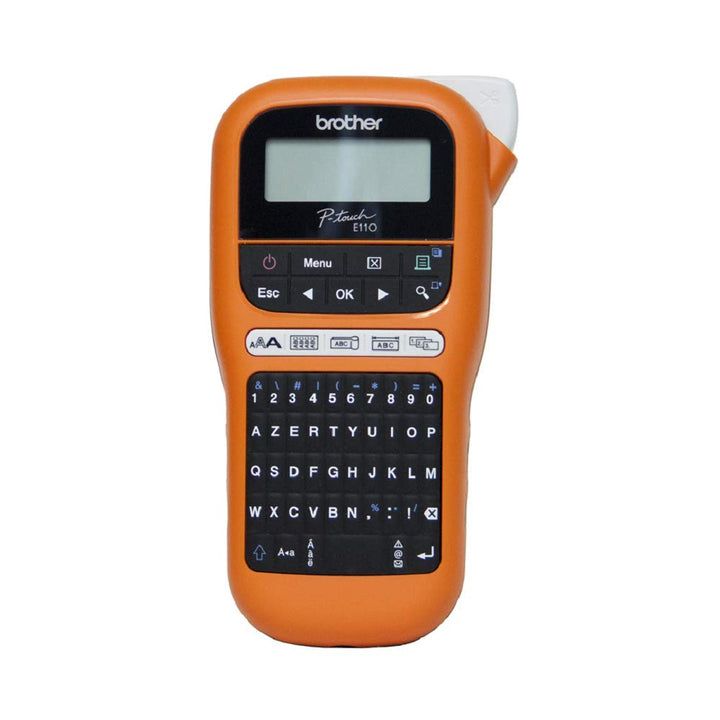 Brother PT-E110 Professioneller Etikettierer, industriell, mit 1 Tze-FX221-Band, 9 mm, Schwarz/Weiss