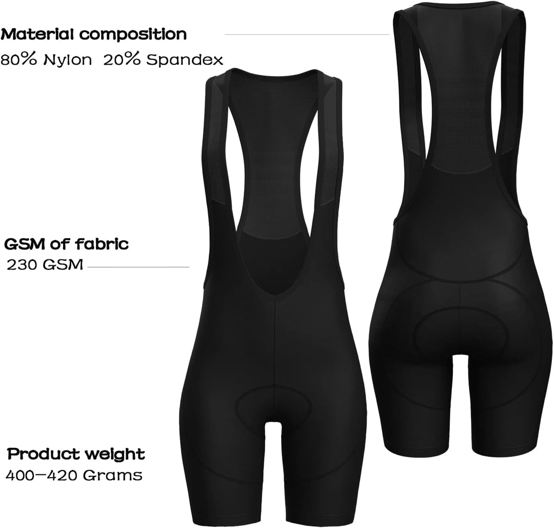 Lo.gas Damen Radhose 3D Gel gepolsterte Trägerhose mit breitem Bund für Radfahren, Spinning, Rennrad