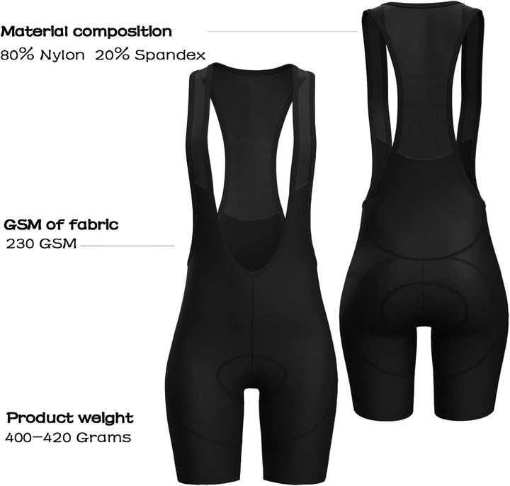 Lo.gas Damen Radhose 3D Gel gepolsterte Trägerhose mit breitem Bund für Radfahren, Spinning, Rennrad