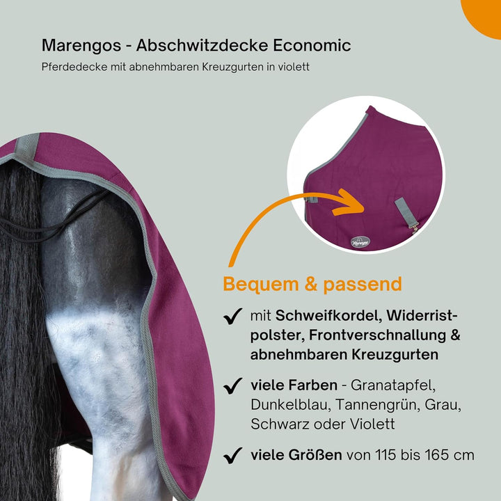 Marengos Abschwitzdecke mit Kreuzgurt (abnehmbar) Economic violett Violett 125cm, Violett 125cm
