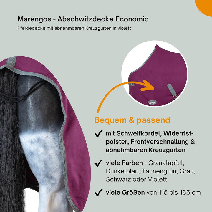 Marengos Abschwitzdecke mit Kreuzgurt (abnehmbar) Economic violett Violett 125cm, Violett 125cm