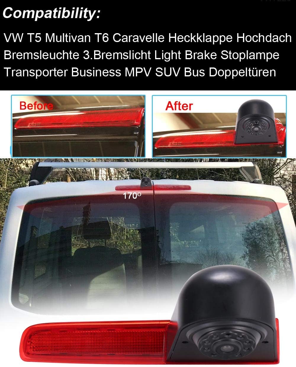 「12mm Objektiv CMOS Rückfahrkamera+ 4.3 Zoll TFT LCD Bildschirm Monitor」Bremsleuchte Auto Dach Rückf