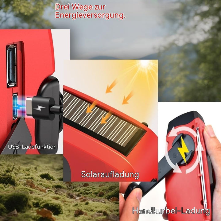 Aufziehbares Solarradio, Notfallradio, tragbares Solar-Notfallradio.2000 mAh wiederaufladbare Powerb