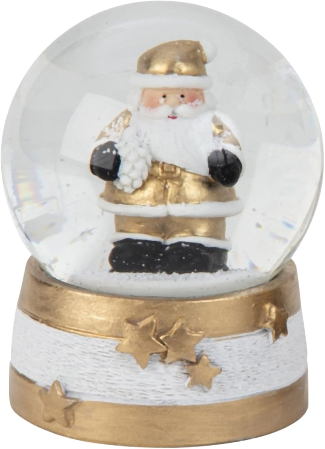 4 x süsse Schneekugeln Nostalgie in 2 Formaten | Edles Design in Gold weiss schwarz | Weihnachtsmann