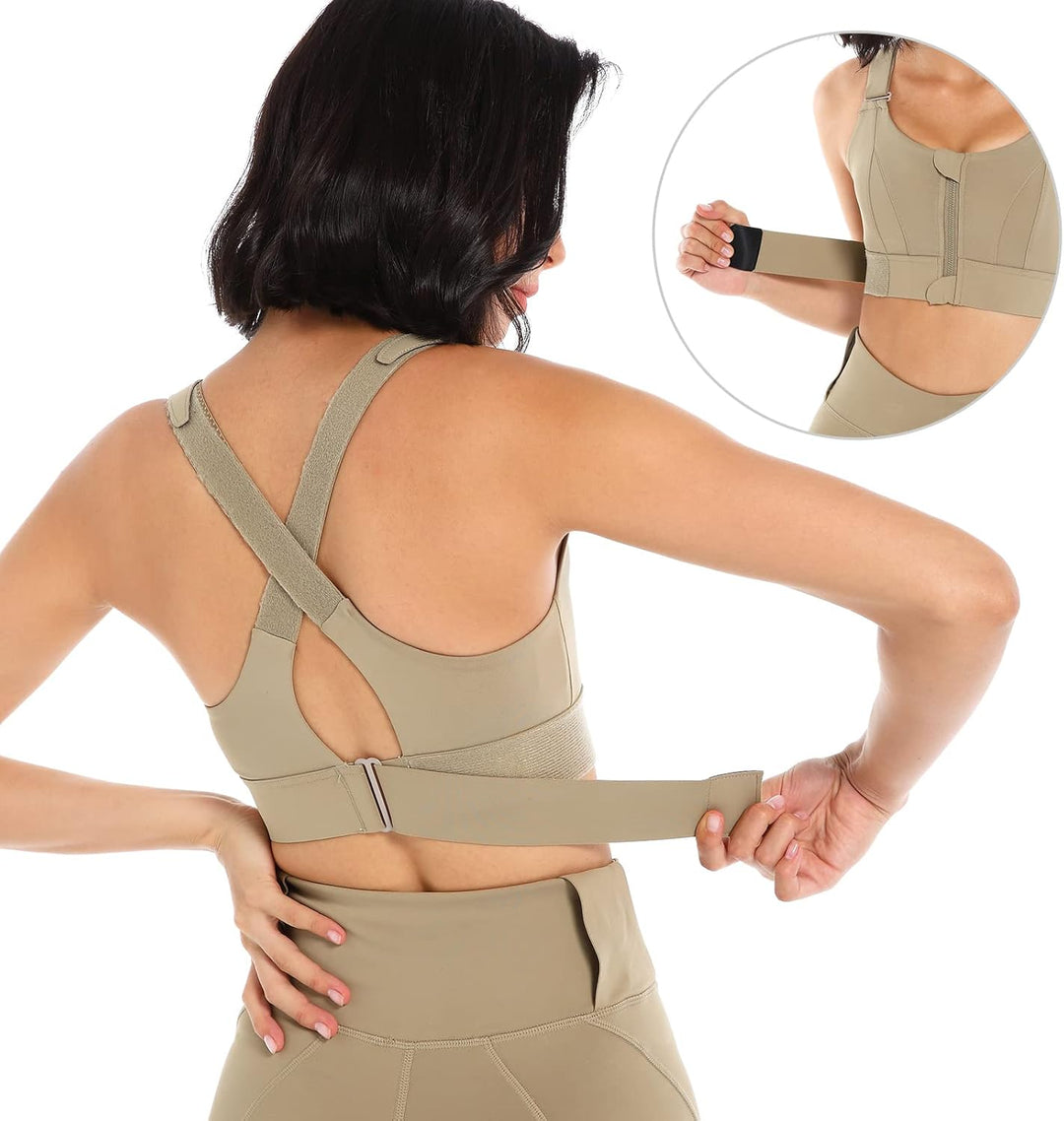 Sport BH Damen Yoga Fitness Ohne Bügel Bustier Bra Top Workout Starker Halt Gepolsterter Gekreuzter