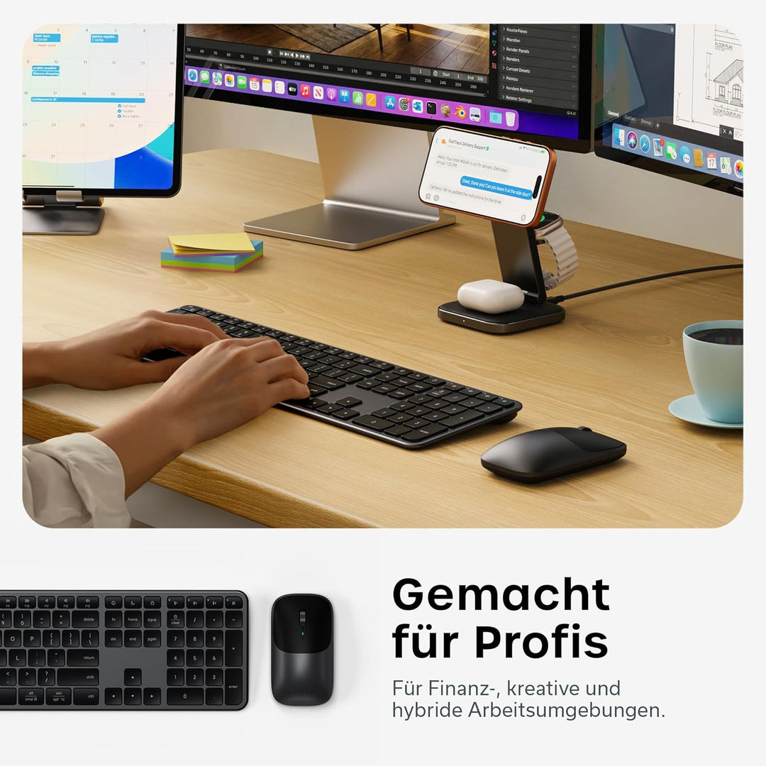 SATECHI Kabelloses Tastatur- & Maus-Set Slim CEX3, Bluetooth Multi-Geräte, USB-C-Empfänger, 𝗨𝗦-𝗘𝗡𝗚𝗟𝗜