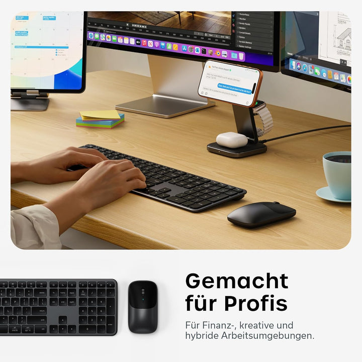 SATECHI Kabelloses Tastatur- & Maus-Set Slim CEX3, Bluetooth Multi-Geräte, USB-C-Empfänger, 𝗨𝗦-𝗘𝗡𝗚𝗟𝗜