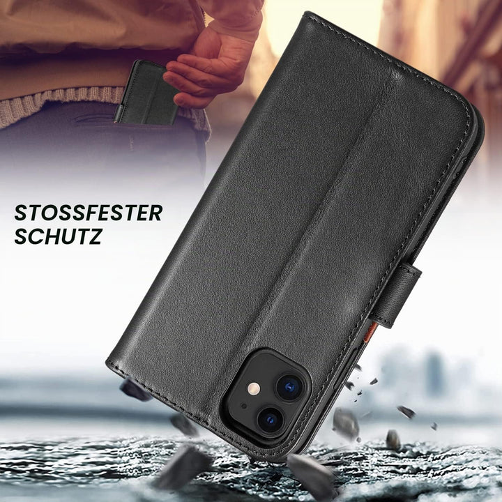 LENSUN Echtleder Hülle für iPhone 11, Handyhülle [Echtes Leder][Magnetverschluss][RFID Schutz] Handy