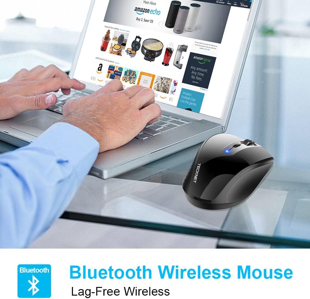 TECKNET Bluetooth Maus, 3200 DPI Kabellose , 24 Monate Batterielebensdauer, Mouse 6 Verstellbare Lev