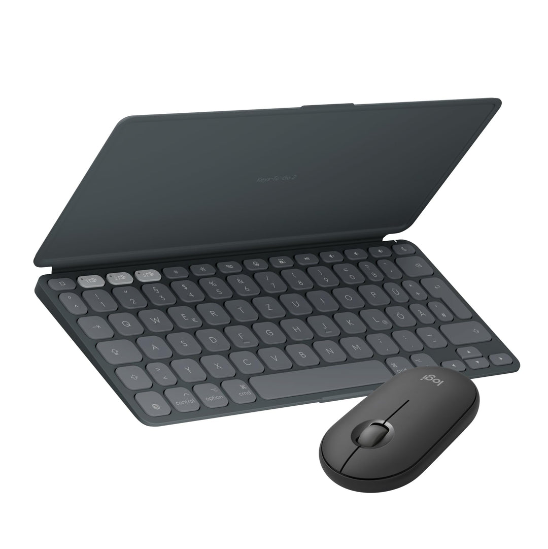Logitech Keys-to-GO 2 Mobile Bluetooth-Tastatur + Pebble Mouse 2 Bluetooth-Maus M350s, leichtes, kab