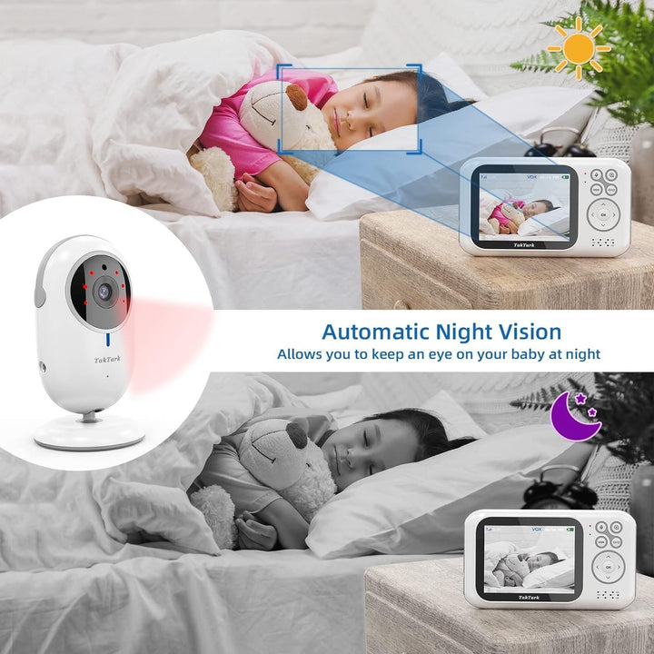 Babyphone mit Kamera, TakTark Babyfon mit Kamera 3.2'' Video Baby Monitor, Kamera und Audio Babyphon