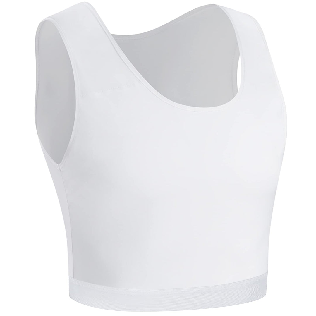 XUJI Brust Binder Transgender FTM Elastische Kompression BH Pullover Tank Top XL Weiss, XL Weiss