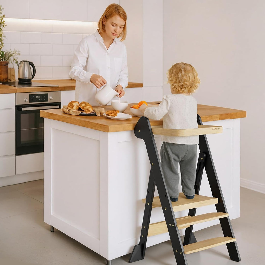 COSYLAND Lernturm ab 1 Jahr klappbar – iF Design Award Gewinner, höhenverstellbarer Lernturm mit Sic