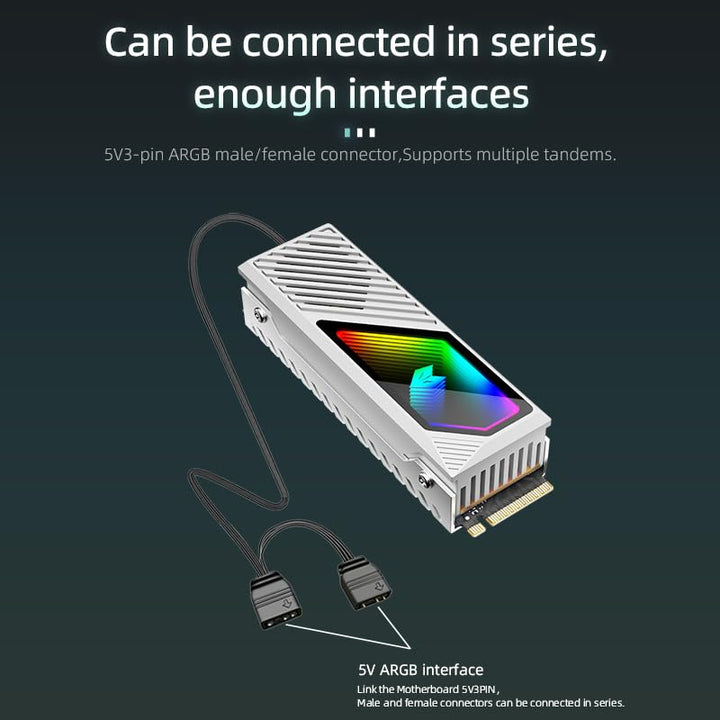 RGB Sync M.2 NVMe SSD Kühlkörper mit eingebautem Lüfter, Hochleistungskühlung, dynamische LED-Beleuc