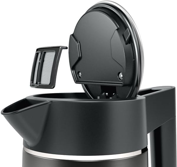 Bosch kabelloser Wasserkocher DesignLine TWK5P475, Ausgiessen ohne Spritzer, Tassenanzeige, extra gr