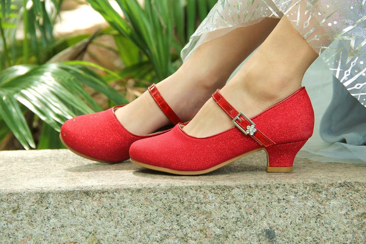 EIGHT KM - Mädchen High Heel Kleid Schuhe - Mary Jane Prinzessin Hochzeit Pumps - Funkelnder Glitzer