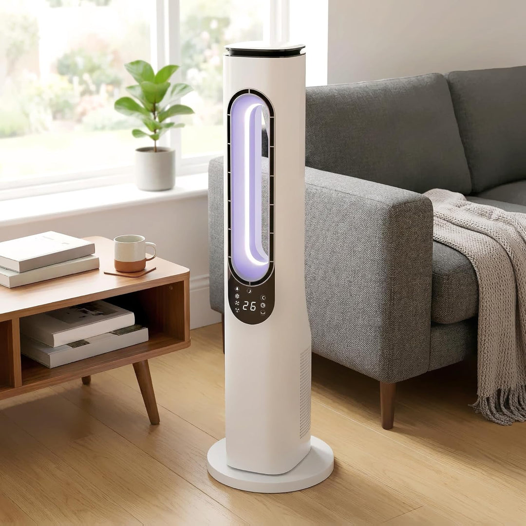 HOMCOM Rotorloser Turmventilator für Schlafzimmer, 35 dB leiser Standventilator mit 50° Oszillation,