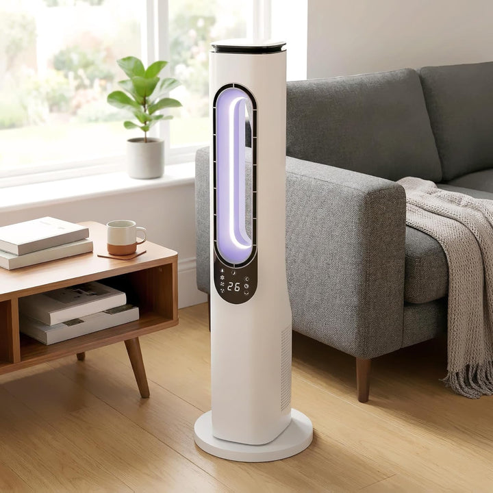 HOMCOM Rotorloser Turmventilator für Schlafzimmer, 35 dB leiser Standventilator mit 50° Oszillation,