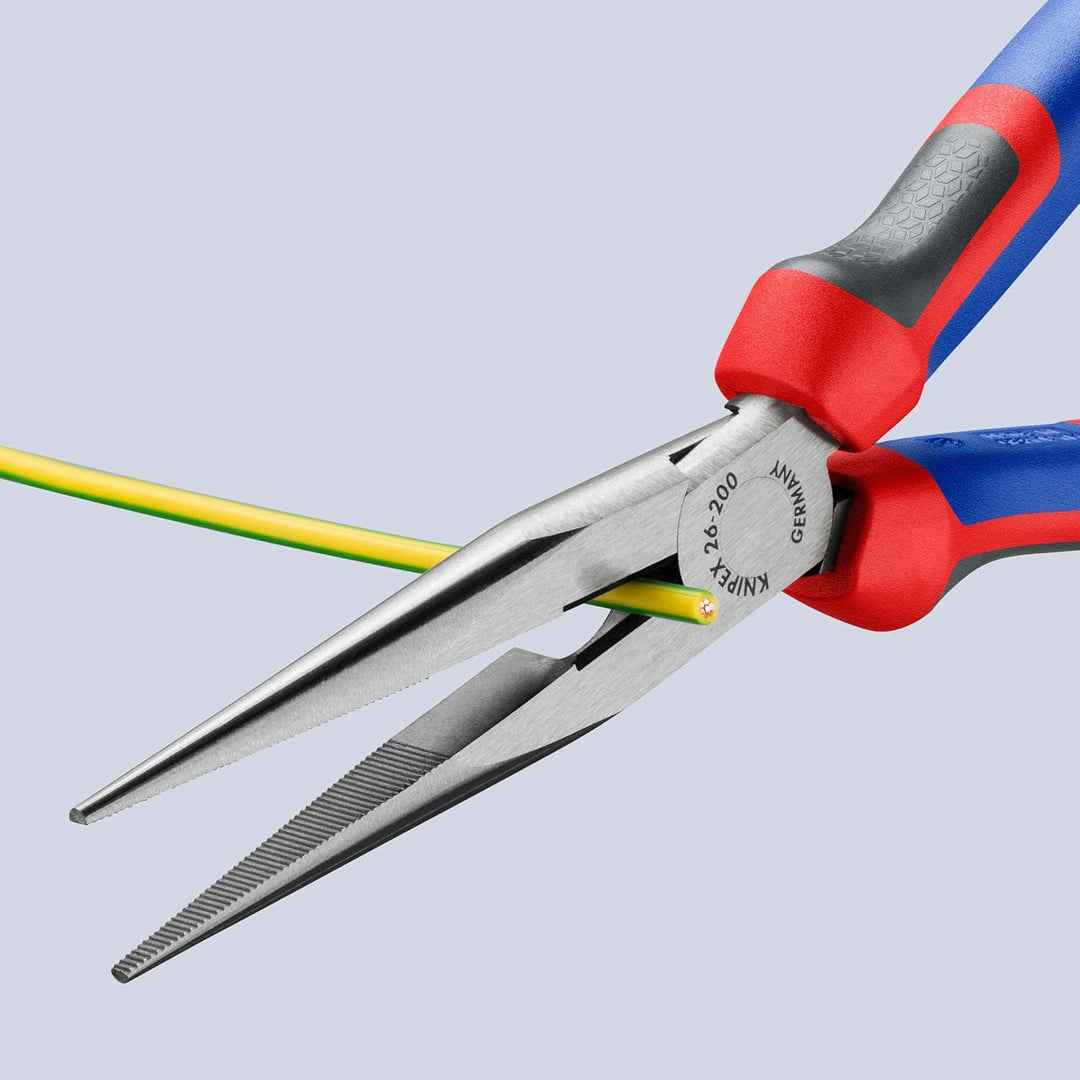 KNIPEX Flachrundzange mit Schneide, 200 mm, Chrom-Vanadium Stahl, formstabil bei Verwindung durch el