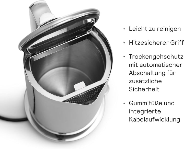 Aarke Wasserkocher aus Edelstahl mit mehreren Temperatureinstellungen, 360° drehbarem Sockel, leisem