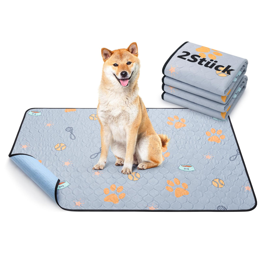 122x92cm Waschbar Welpenunterlagen, 2er Pack super saugfähige PIPI Matten für Hunde, rutschfeste Hun