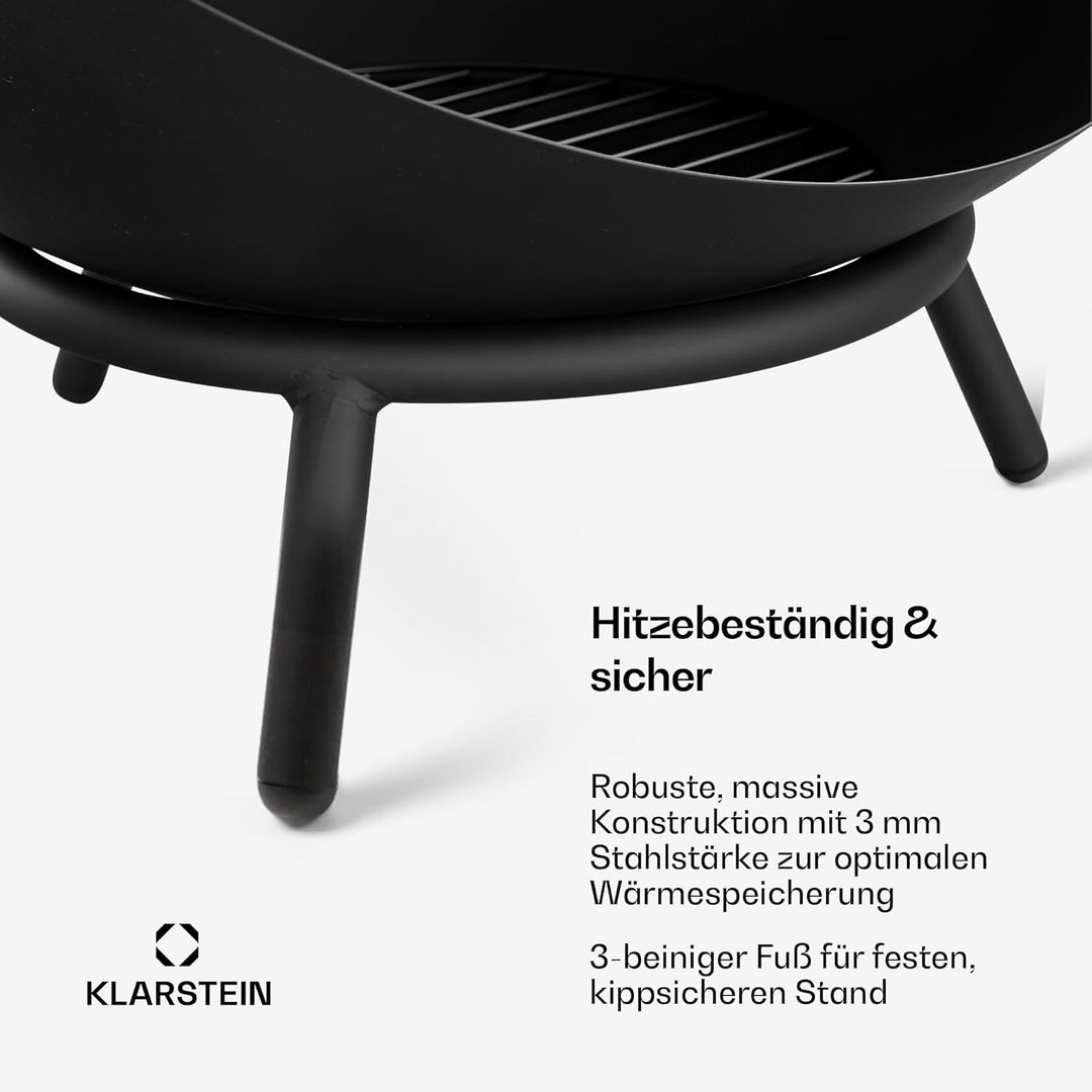blumfeldt Fireball 66 cm Feuerstelle – Stahl-Feuerschale mit kippbarem 2-in-1-Design, 3 mm Dicker St